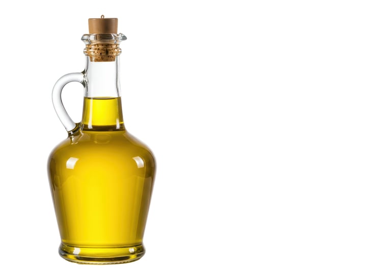 Isolated Bottle of Olive Oil with Cork Stopper